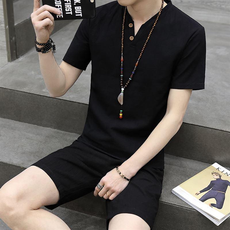 2018 model baru Gaya Korea Tren musim panas casual kapas rami Linen lengan pendek baju kaos