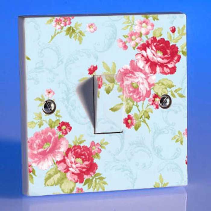 Stiker Tombol Cetekan Lampu Saklar Shabby Flowers Bunga Stop Kontak