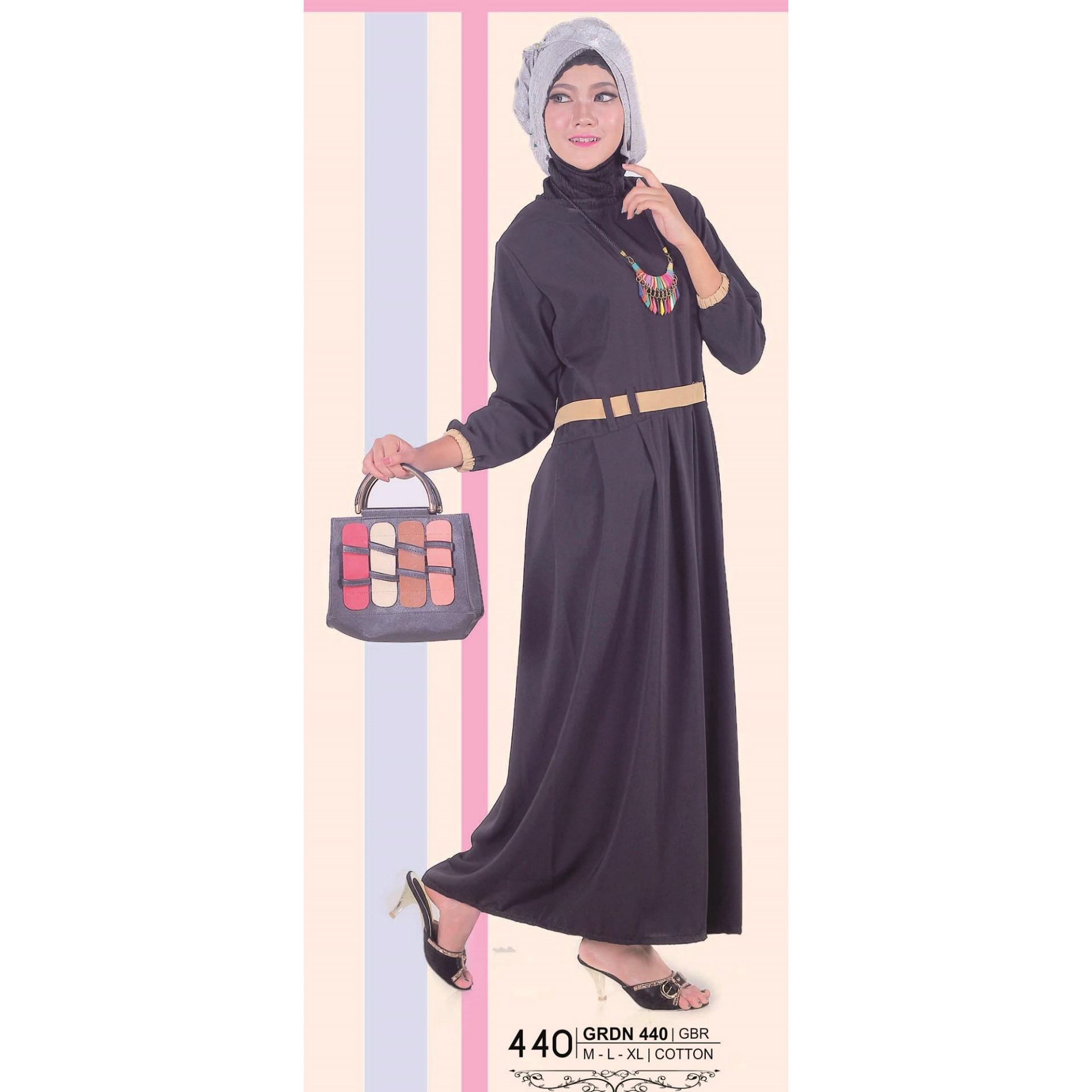 GIARDINO GRDN 440 FASHION DEWASA GAMIS WANITA - bahan COTTON - CANTIK,ANGGUN DAN MEWAH (HITAM KOM)