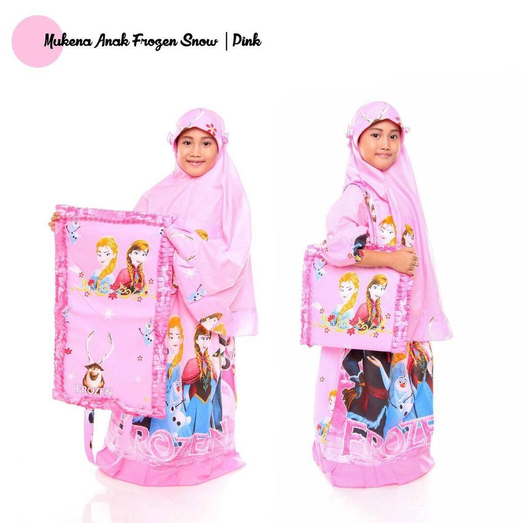 Mukena Anak Katun Frozen Snow Pink