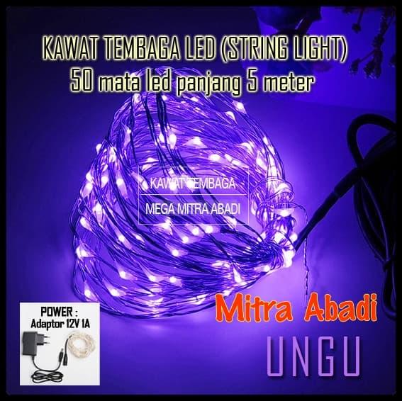 Lampu Natal LED Kawat Tembaga Ungu/Violet (String Light LED) 5 meter