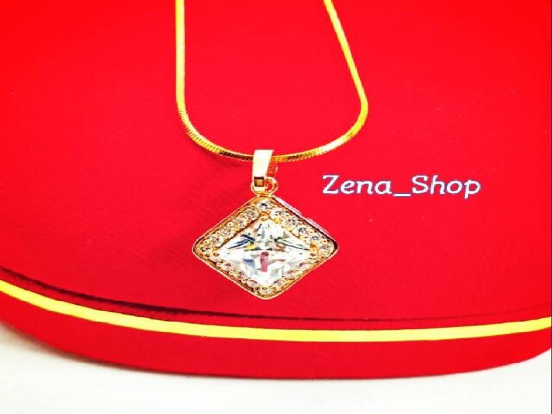 Kalung Perhiasan Wanita Titanium Gold ~ Pendant Permata Swarovski