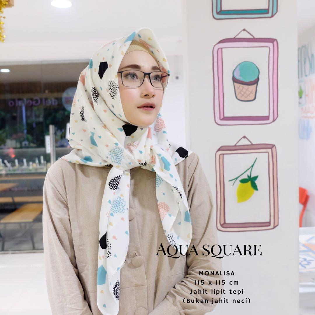 El Zahrana Kerudung Segi Empat - Jilbab Segi Empat - Jilbab Motif Premium - Monalisa