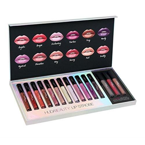 Mesh Huda Beauty Lipstrobe 15 Color Lipgloss & Highlighter Eyeshadow Liquid Matte - 1 Box 15 Color