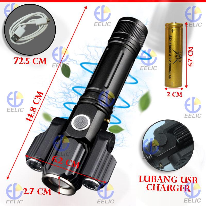 ... EELIC LAS-W537 HITAM LAMPU SENTER LED LAMPU SENTER ROBOT LAMPU SENTER 3 KEPALA CAHAYA