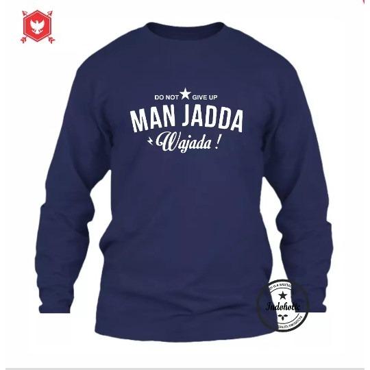 Baju Lebaran Muslim Moslem Koko Ramadhan Baru Man Jadda Wa Jada Manjada Wajada Kaos Lengan Panjang Long Sleeve T-Shirt Distro 3D Polos Termurah