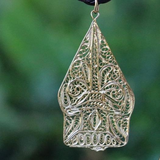 Liontin Kalung Wayang Handmade - Gunungan ( Warna Emas )