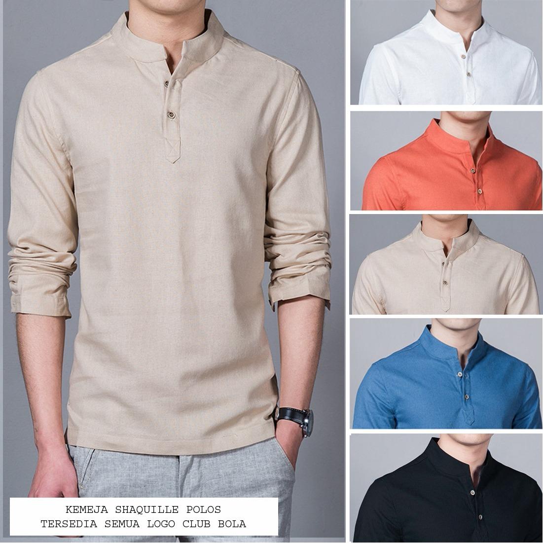 Baju Kemeja Koko Shaquile Polos. Kemeja Muslim Distro Bola Pria Murah Diskon