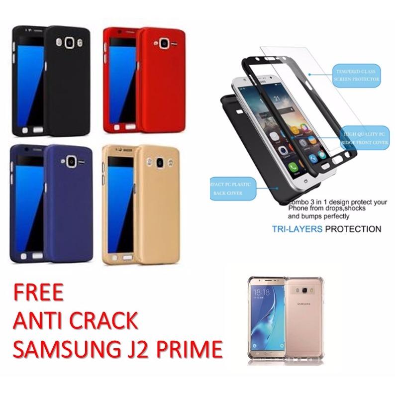3 IN 1 CASE iPAKY 360 DEGRESS FULL BODY PROTECTION PHONE CASE WITH TEMPERED GLASS FOR SAMSUNG GALAXY J2 PRIME - RANDOM COLOR FREE ANTI CRACK SAMSUNG J2 PRIME