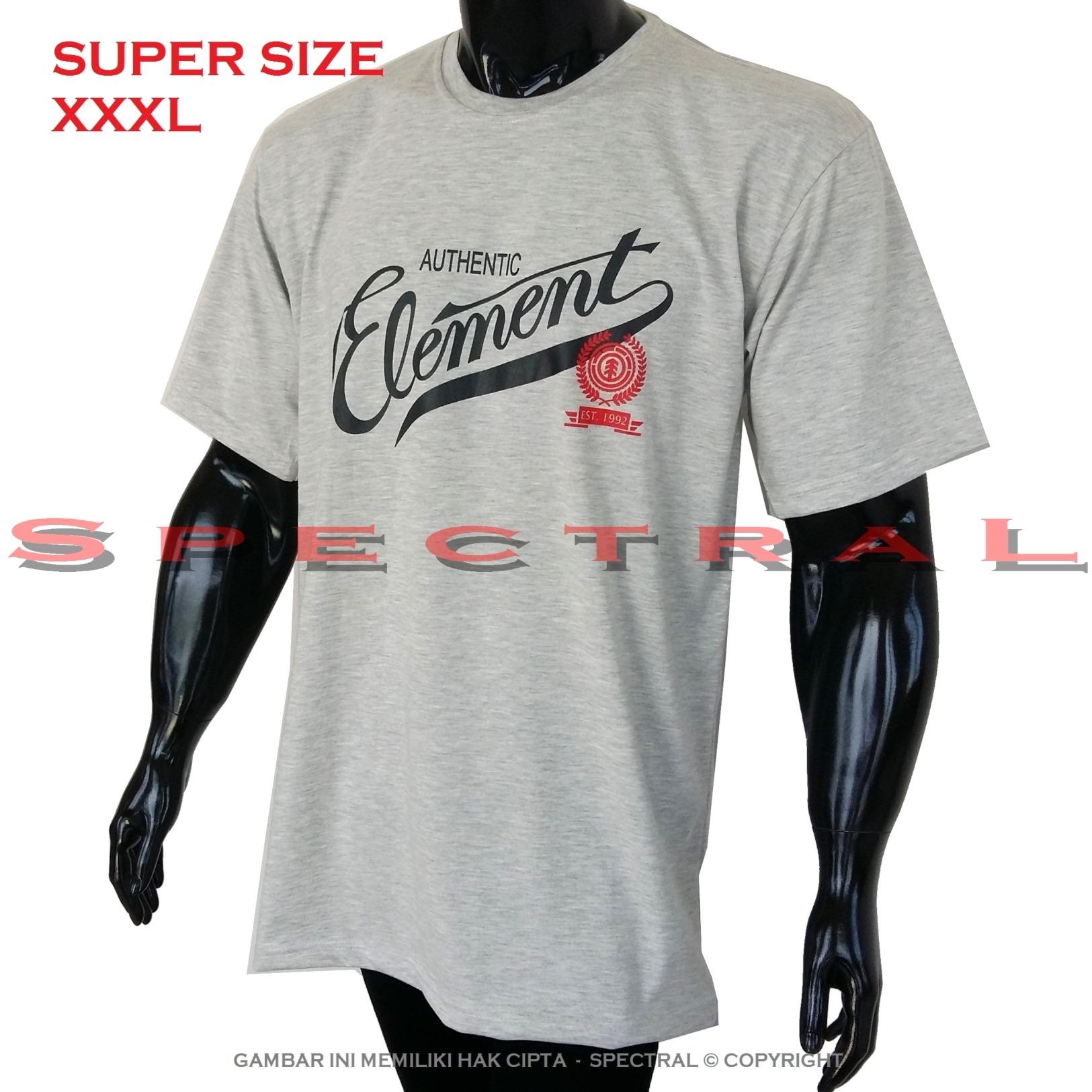Spectral – 3XL SUPER BIG SIZE XXXL 100% Cotton Combed Kaos Distro Jumbo BIGSIZE T-Shirt Fashion Ukuran Besar Polos Celana Atasan Pria Wanita Katun Bapak Orang Tua Gemuk Gendut Simple Sport Casual Halus Baju Cowo Cewe Pakaian Super Size 3L ELEMENT ABU MUDA