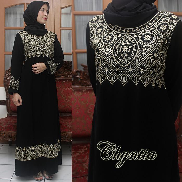 Sale Gamis Abaya Hitam Exclusive - Gamis Pesta Bordir Chintya Style