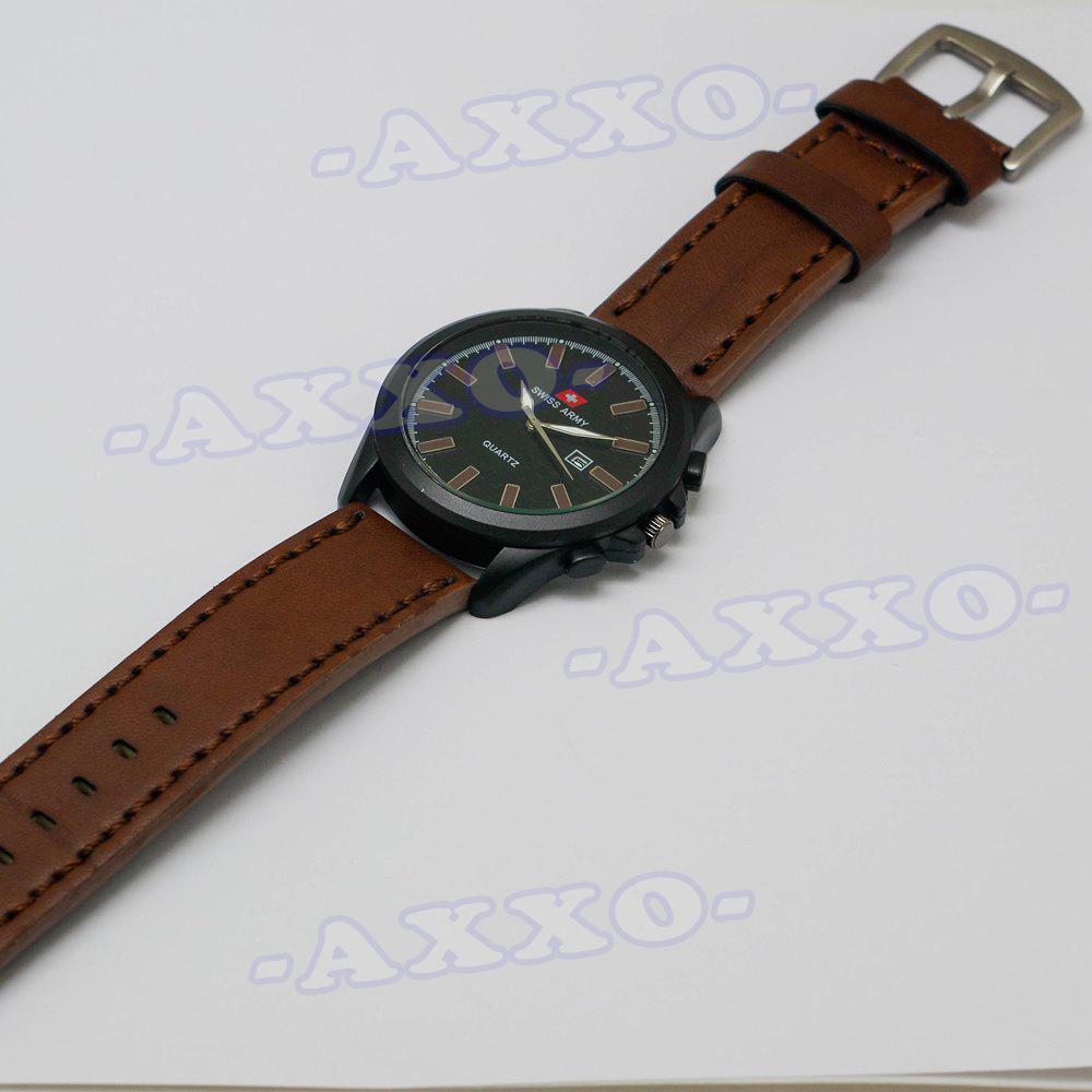 Swiss Army Dual Time/Jam Tangan Pria/Cokelat Tua/Strap Kulit/SA