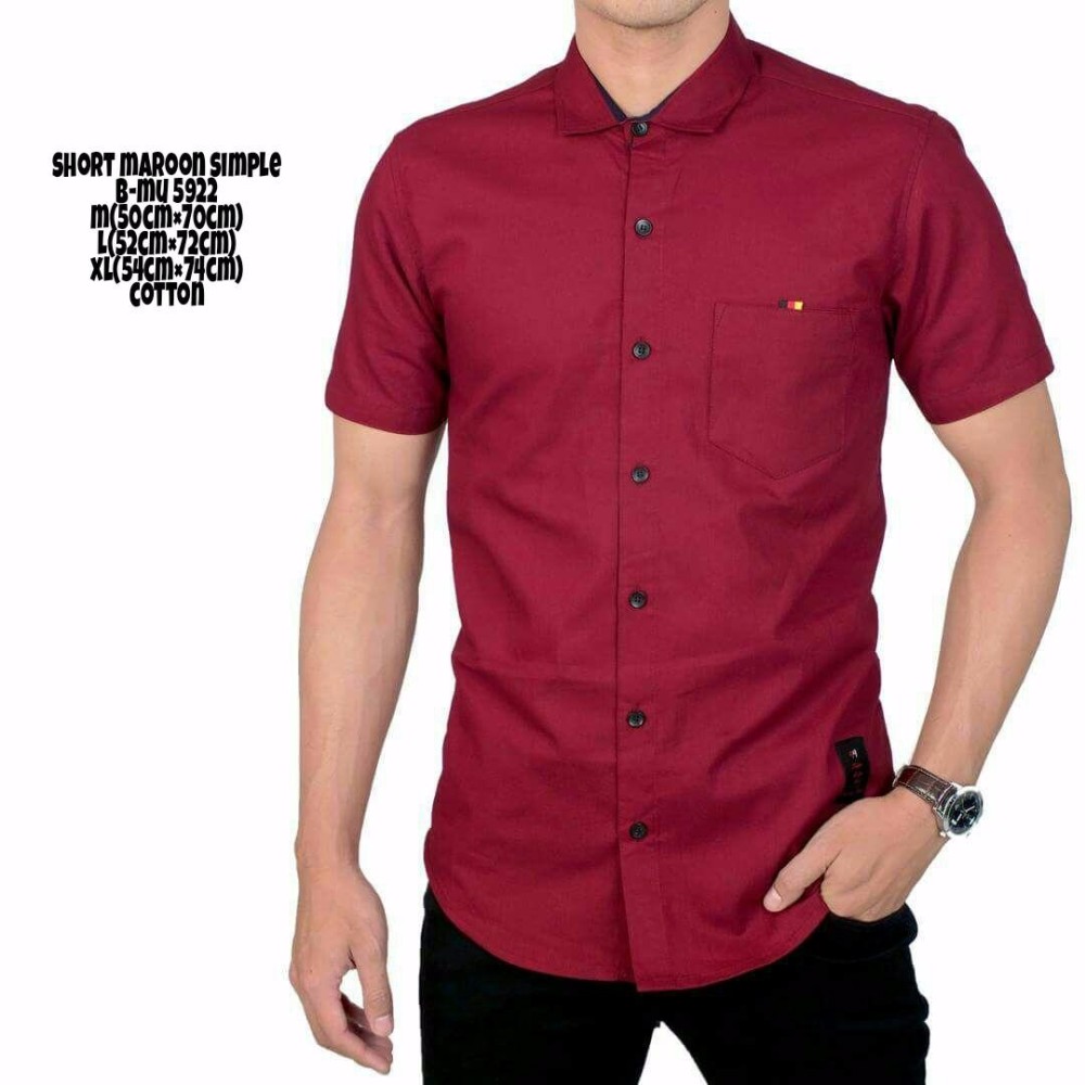 bajuku mbajuku murah short maroon simple b-mu 5922 kemeja tangan pendek pria exclusiveshort slevees long slevees kerah lipat sanghai mandarin kemeja batik casual formal kerja kantor fashion pria atasan pria kaos oblong distro kerah bulat banana superhero