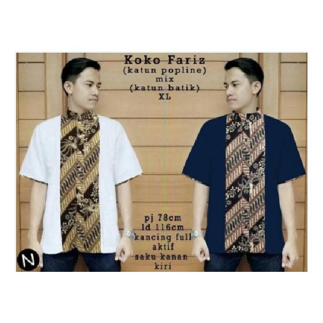 kemeja batik hem shirt pria baju atasan laki koko xxl xl jumbo bigsize
