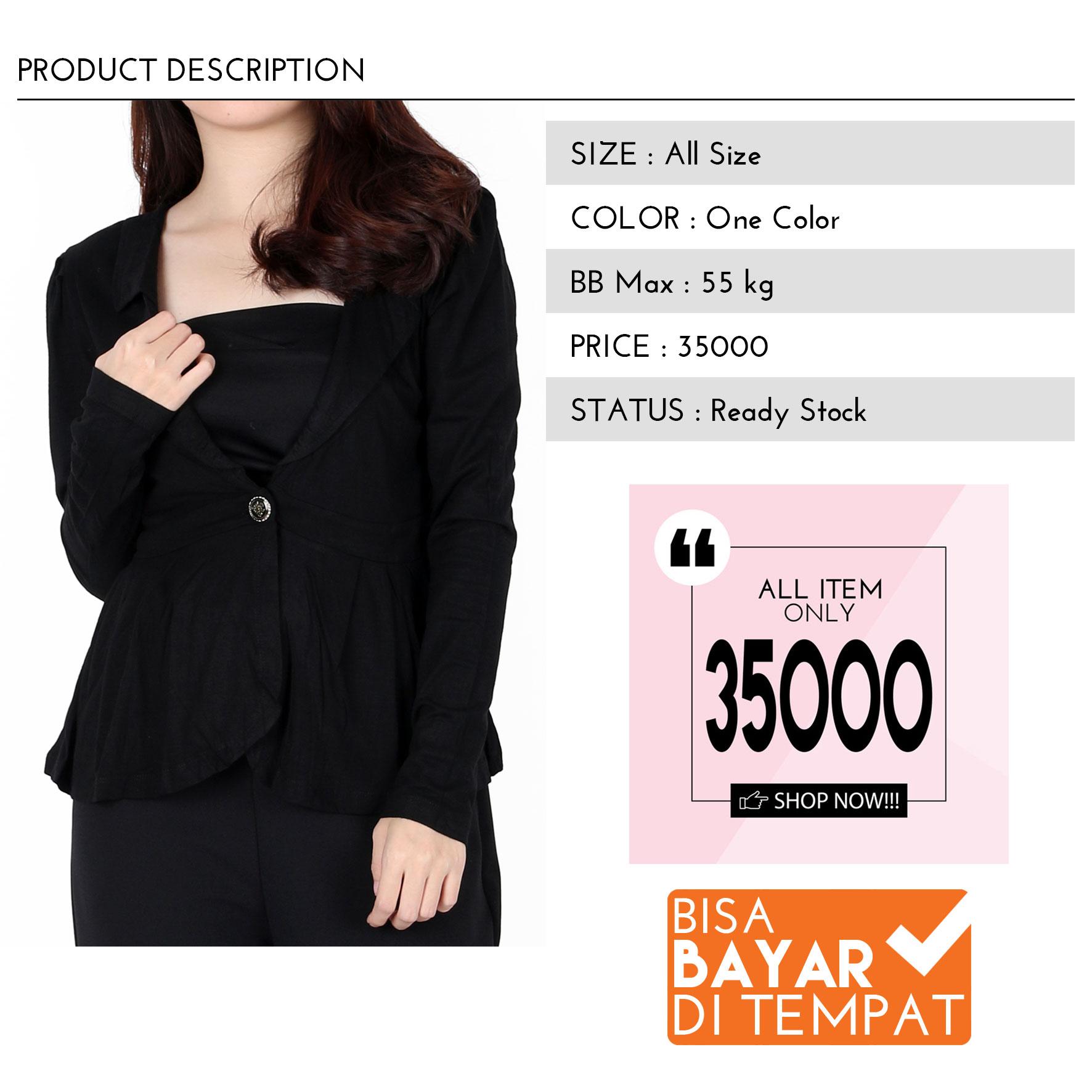 All Item 35K Blazer wanita blazer korea blazer remaja blazer kerja blazer casual-Hitam -