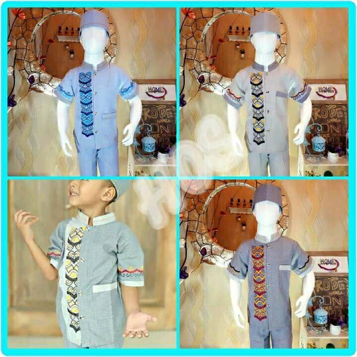 Stelan koko anak bahan katun denim/koko anak muslim