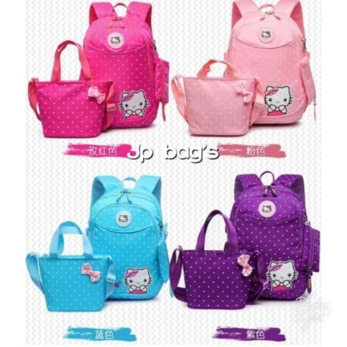 Tas Ransel Anak Sekolah SD Perempuan Hello Kitty 3in1 Murah 3