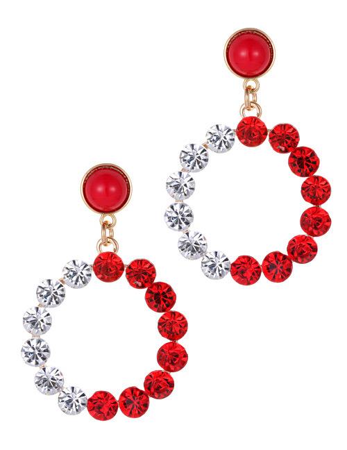 LRC Anting Tusuk Elegant Diamond Decorated Circular Ring Earrings