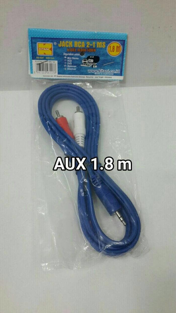 kabel audio RCA 2K1 aux 3,5mm mini stereo merk KITANI 1,8m