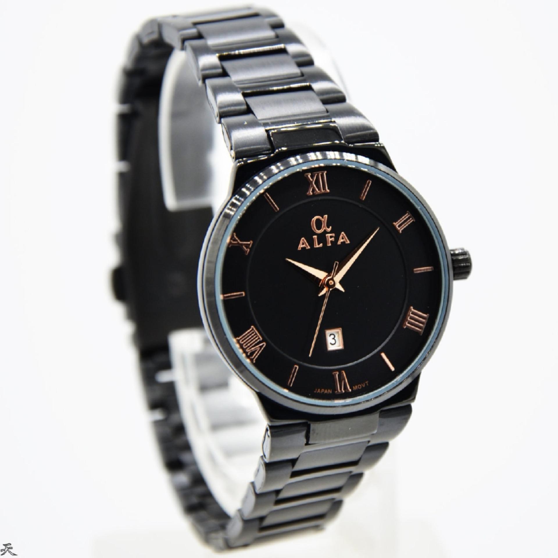 Alfa 88083L Jam Tangan Wanita / Cewek Stainless Steel Hitam