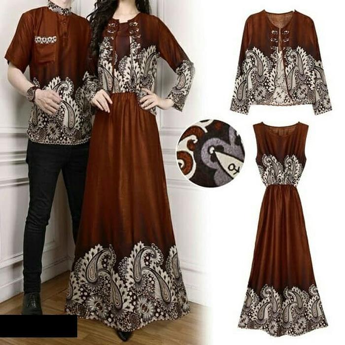 TOSERBU Couple RAFIN Gamis Maxi (+ Blazer) + Baju Koko - Brown