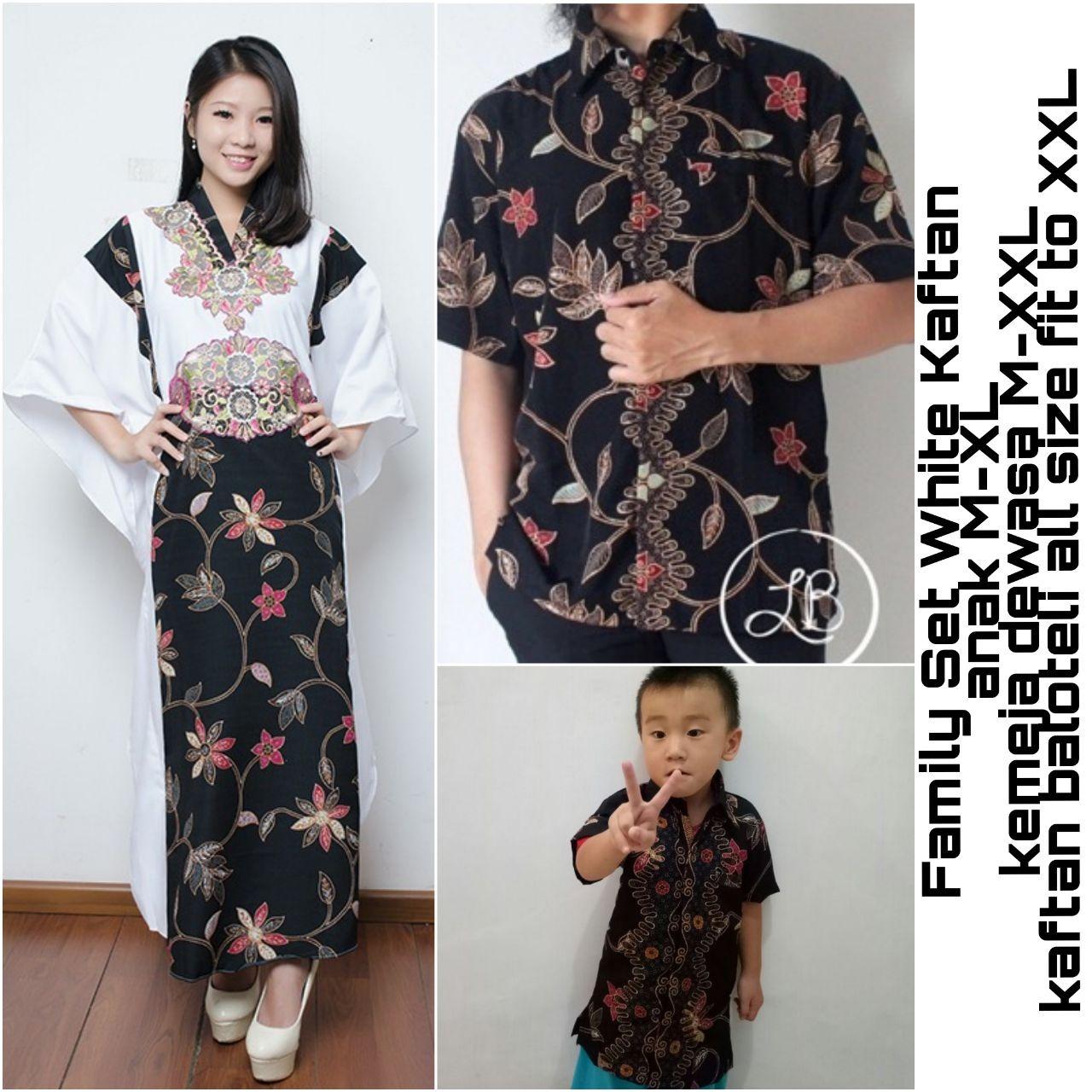 Glow fashion Stelan couple batik family 3in1 baju batik dan gamis kaftan bapak dan anak atasan kemeja pria dewasa dan kemeja anak-anak dan dress maxi panjang gamis kaftan wanita jumbo long dress Gabby