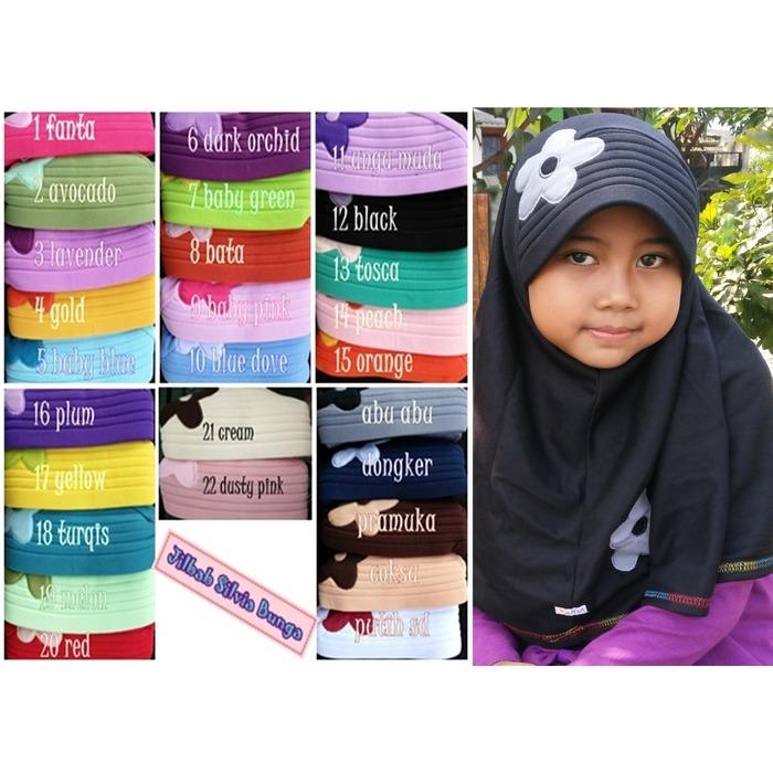 GROSIR JILBAB / KERUDUNG ANAK BUNGA SYLVIA ISI 6 Pcs