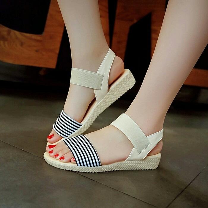 New | Sandal Flat Wanita Tali Karet Zebra MD210TX