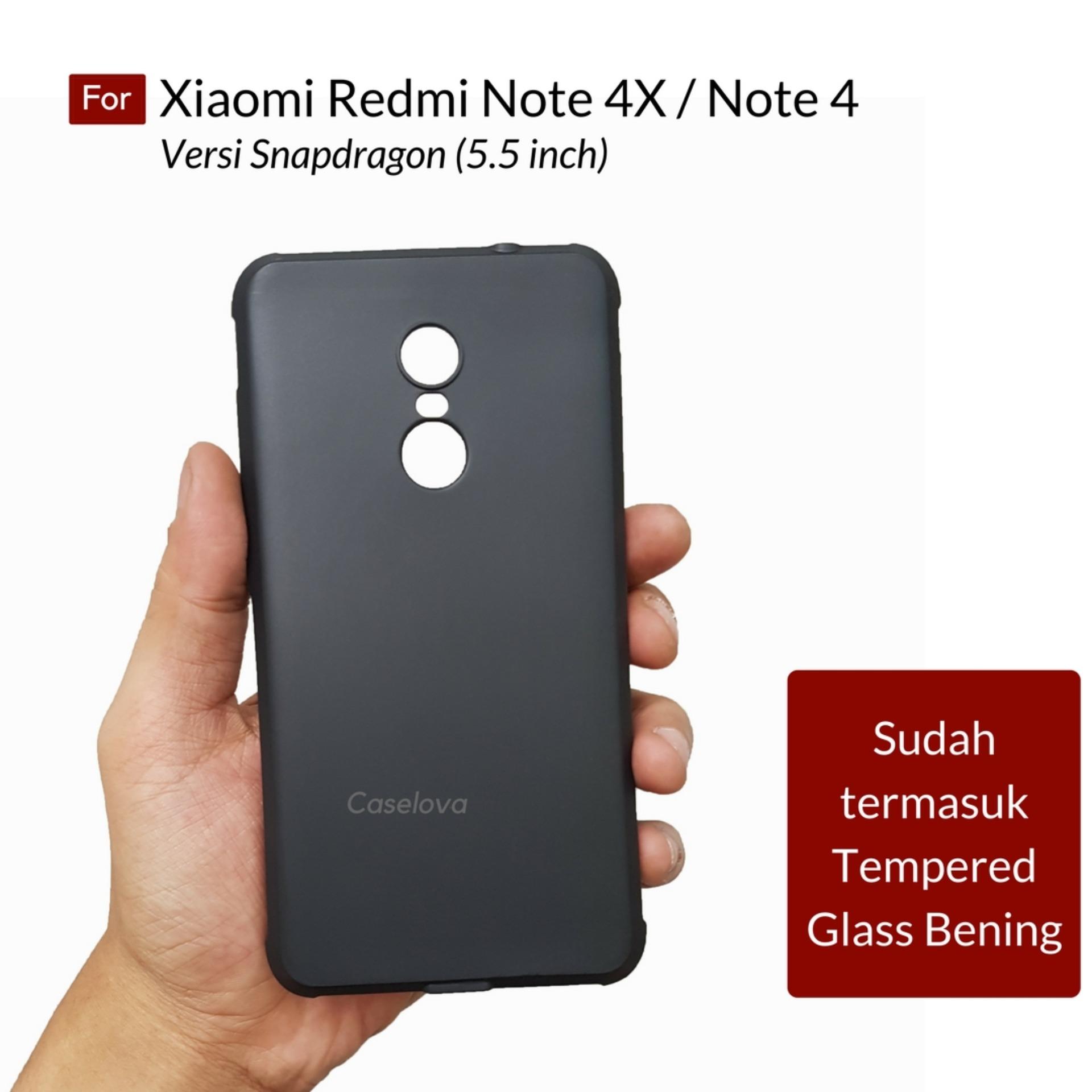 Kelebihan Caselova Premium Full Cover Tempered Glass 5d Round Curved Caselova Premium TPU Shockproof Matte Hybrid Case for Xiaomi Redmi Note 4X Note 4 Versi