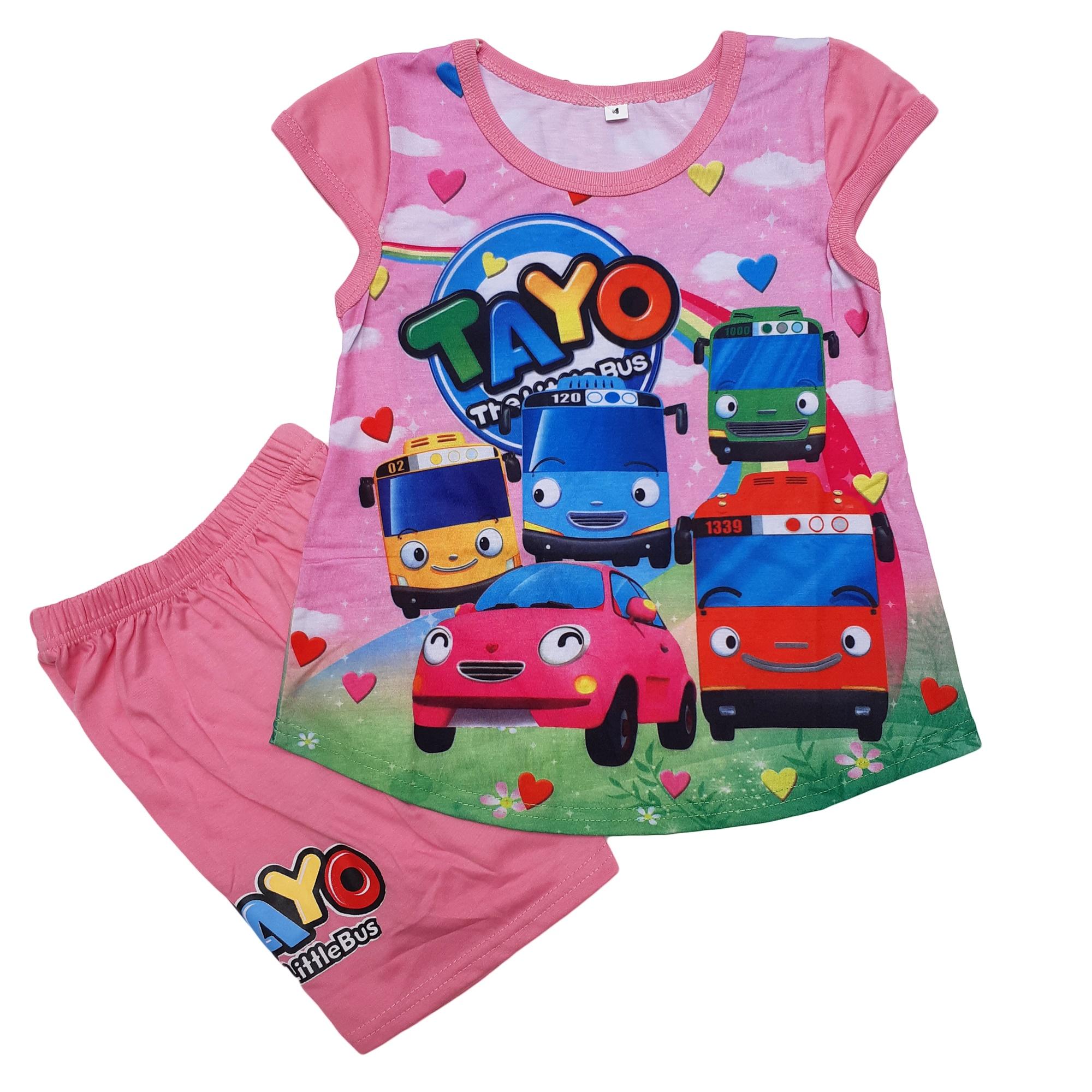 Detail Gambar HM Baju Setelan Anak Tayo Setelan Karakter Anak Perempuan Kaos Baju Anak Perempuan TAYO CEWE Terbaru