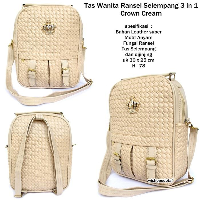 Tas Backpack Branded Wanita Cantik Berkelas TAS RANSEL WANITA HERMES 3IN1 KULIT BISA DISELEMPANG, GENDONG DAN JINJING KUNING