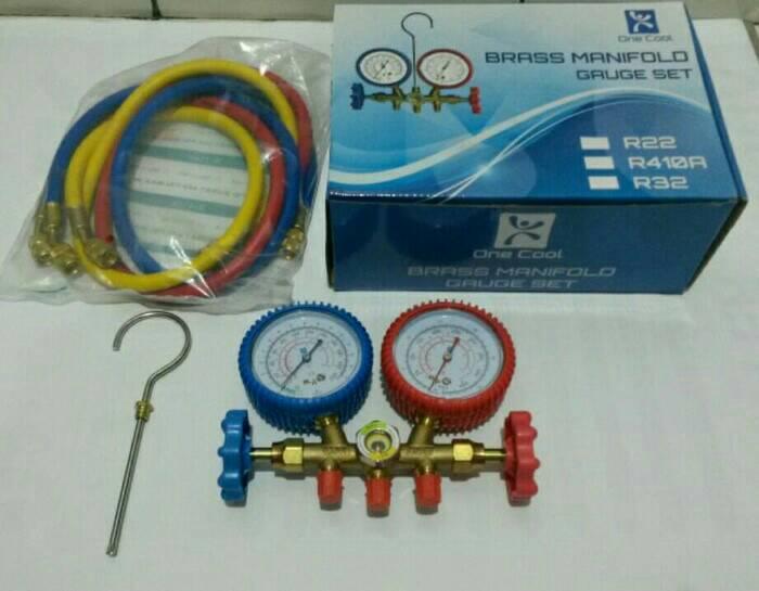 One Cool Brass Manifold Gauge Set. Alat Isi Freon AC R22 R32 R410a
