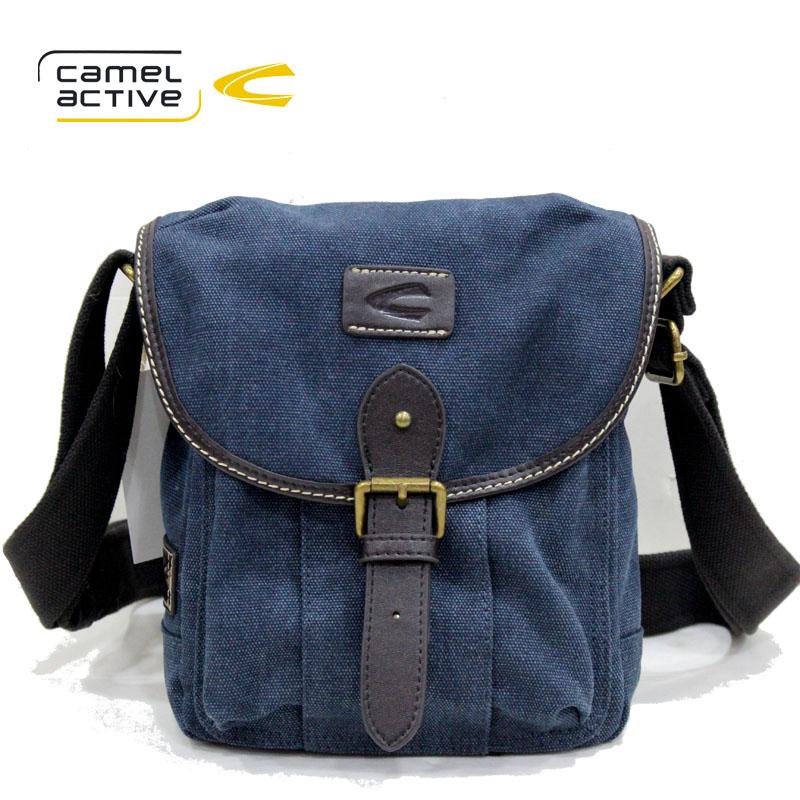 Camel Active Kanvas Pusat Perbelanjaan Bahu Tas Selempang Tas Pria (Biru Model Kecil)