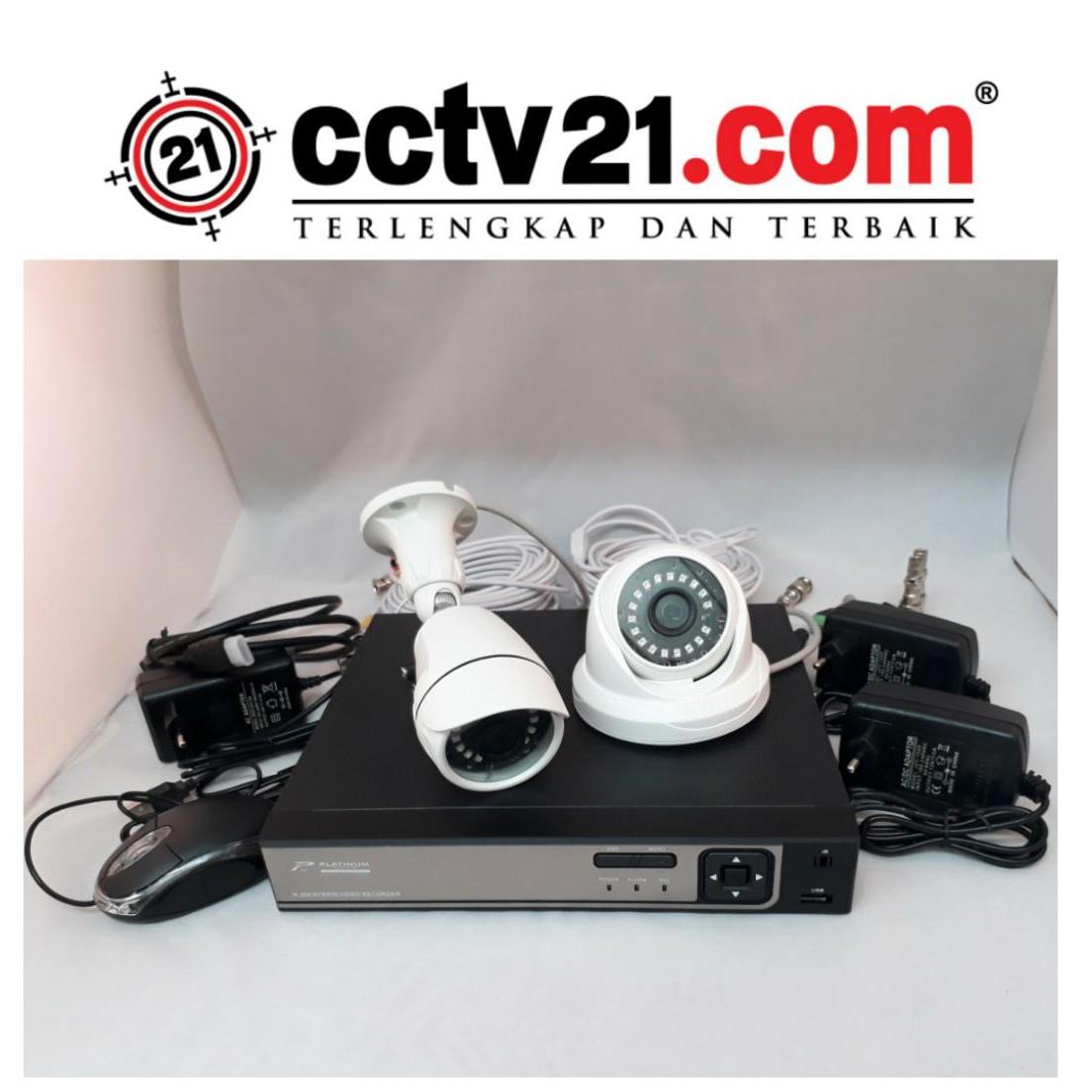 Promo Paket 2 CCTV HD 2MP 1 Camera In - 1 Camera Out +2 Adp 2A+20mtr Kabel -DVR Full HD 4 ch 5 in 1