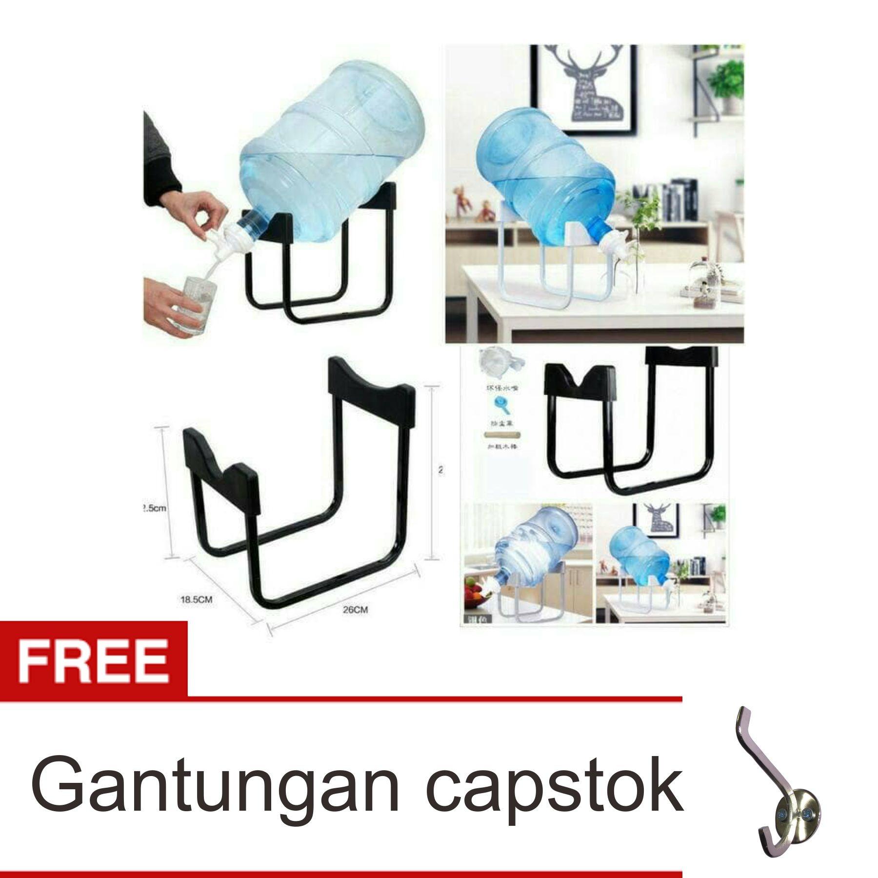 Lanjarjaya Rak Galon Tatakan Galon + Kran Air Galon / Dispenser Air Galon / Dispenser Minuman / Tatakan Aqua / Rak Besi Warna Random + Gantungan Capstok