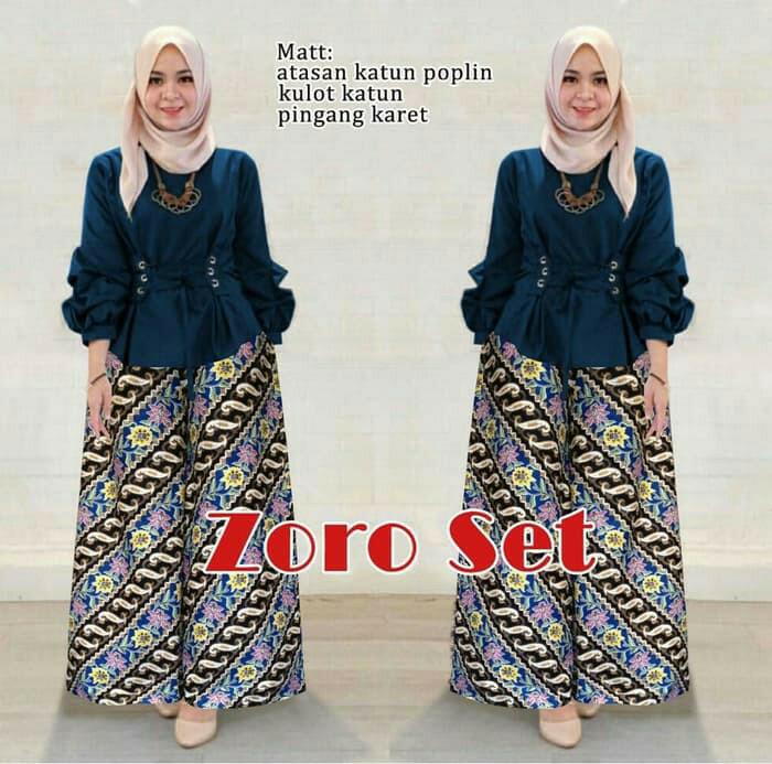 Baju Setelan Fashion Wanita/Pakaian Set Hijab Melisa Zoro Navy New