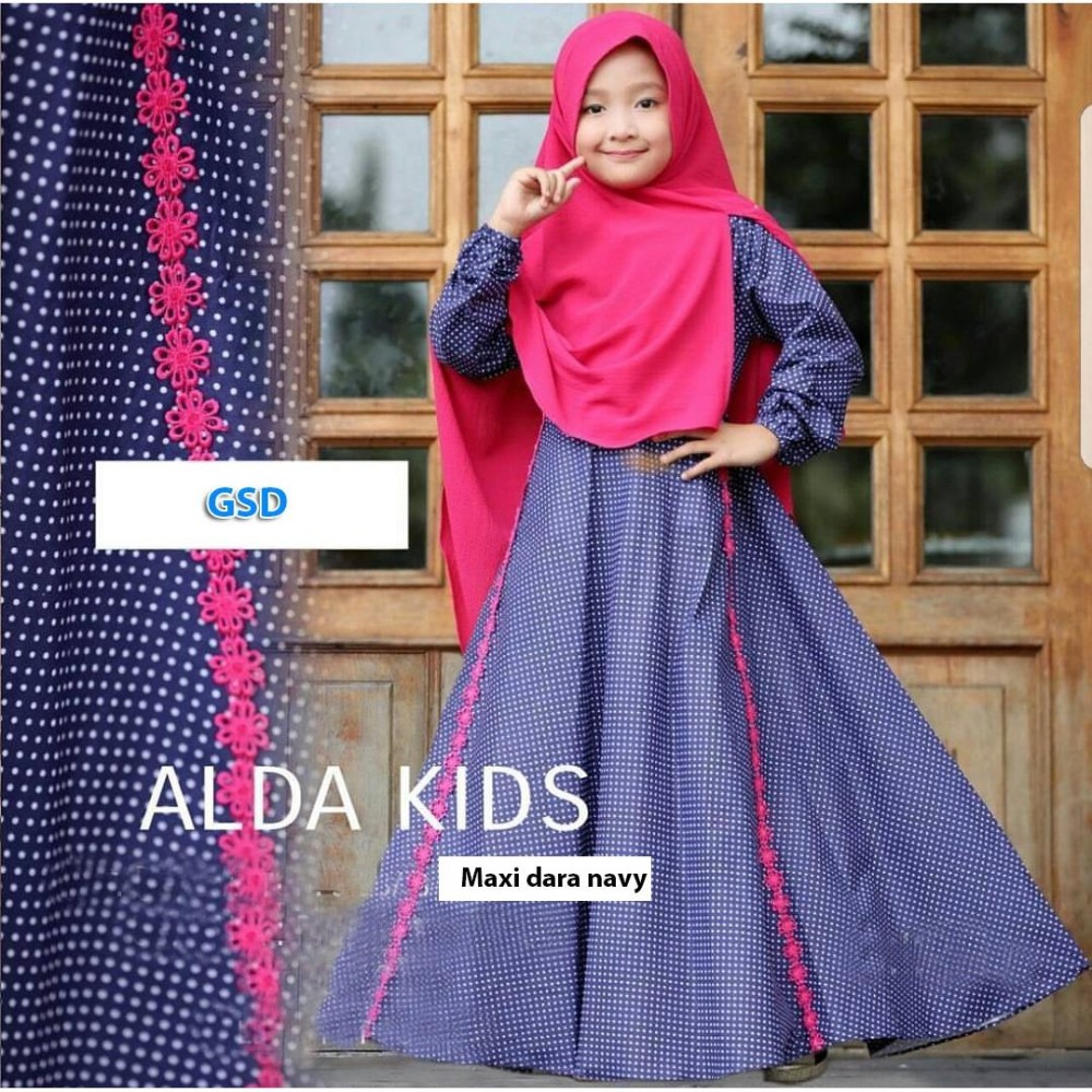 Fashion/ Baju Muslim Anak/ Baju Gamis Anak Cewek/ Longdress Anak/ Baju Maxi Anak/ Maxi Alda Kids/ Maxi Dara Kids
