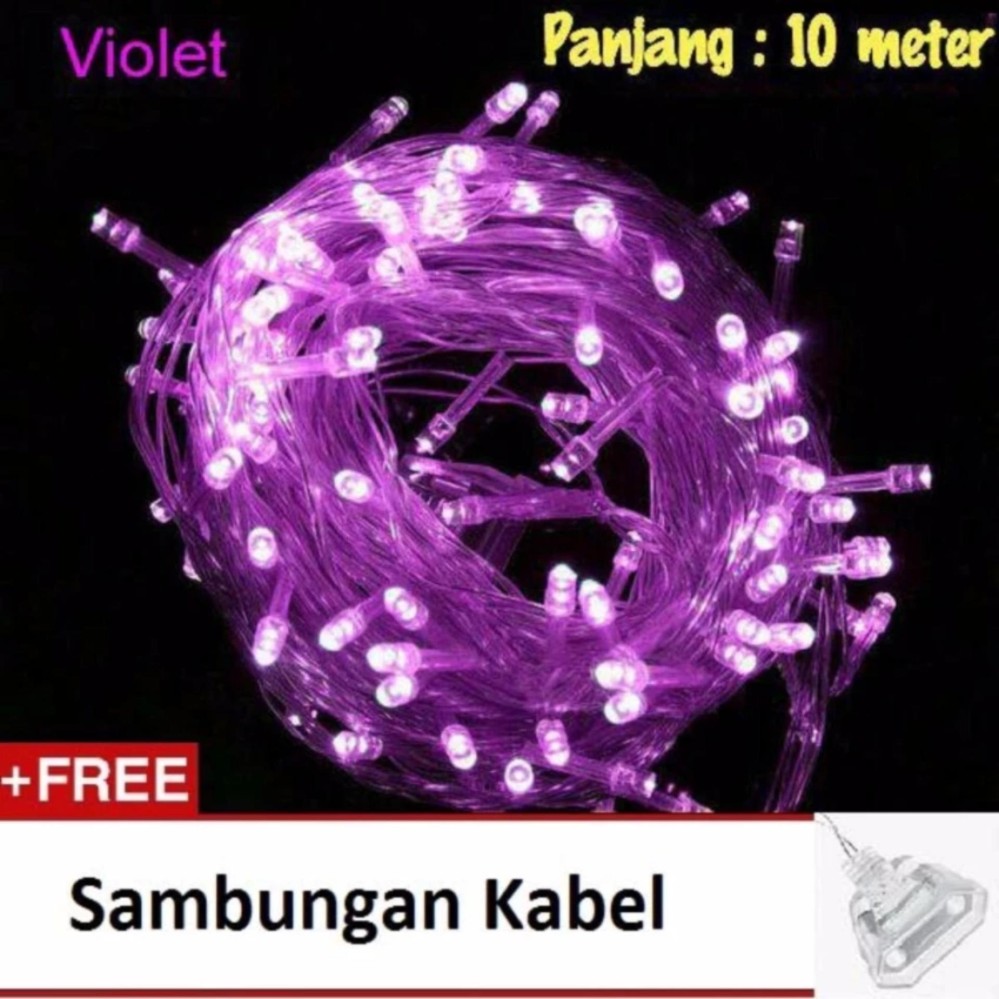 LED Tumblr Ungu Lampu Hias Natal 10 Meter + Colokan Sambungan