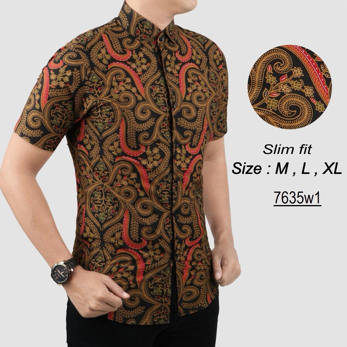 Baju Batik Modern Kemeja Pria Slim fit 7635W1