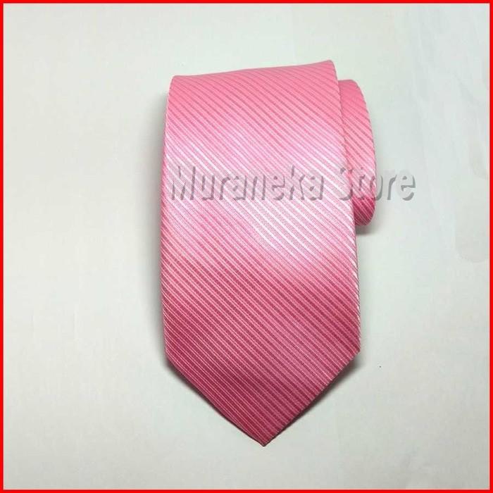 Dasi IMPORT Panjang Pria Pink Lebar 3 Inch Motif Garis Salur Merah Muda Setelan Kerja kantor 7.5 cm Polos Wedding Wisuda Pernikahan Bridesmaid Pesta Pengantin MC Seragam Panitia Kemeja Suspender Warna