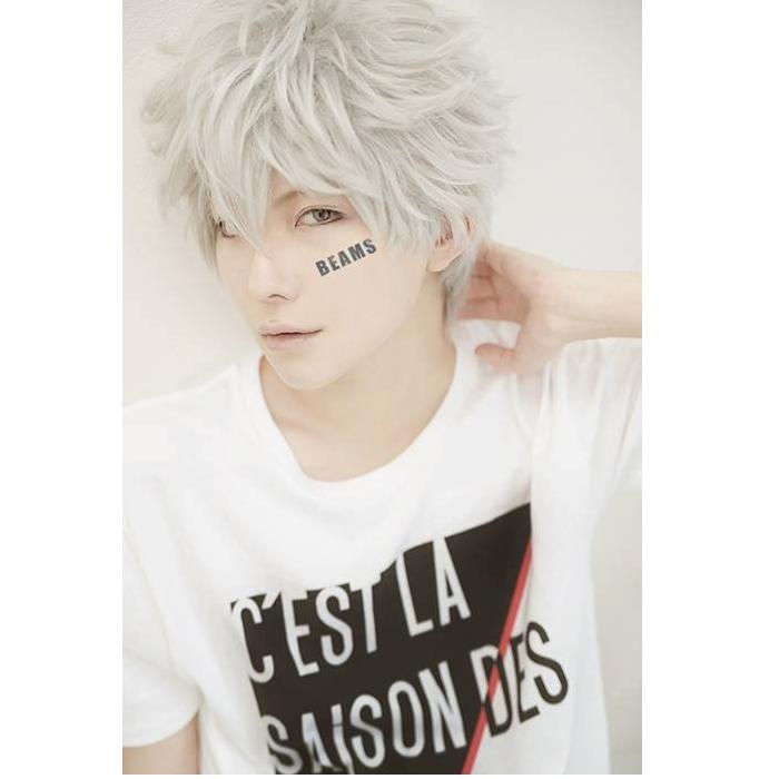 RAMBUT PALSU ANIME COSPLAY WIG RSW BASE COWOK SILVER 35CM IMPORT