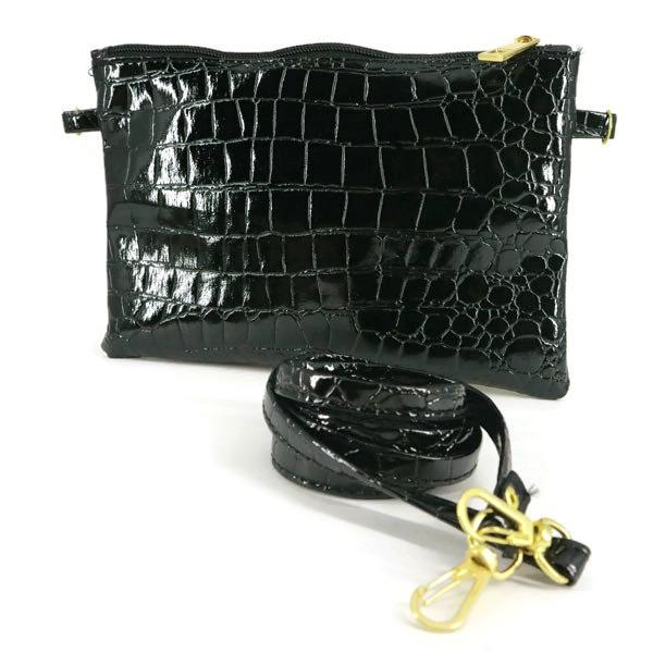 Ekslusif Tas Selempang Mini Sling Bag Wanita Motif Crocodille - Hitam