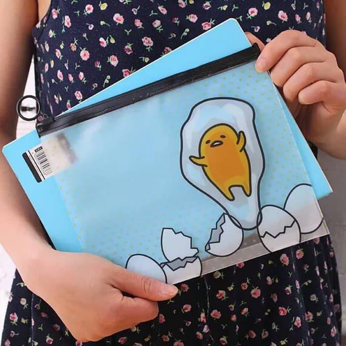Tempat Pensil / Kantong Map A4 Zipper Telur Gudetama - 1Pcs - 4 .