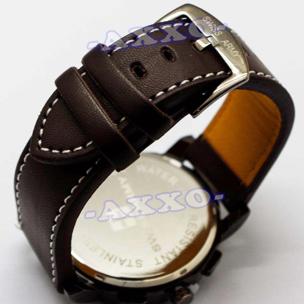 swiss army jam tangan pria kulit coklat tua swiss army jam tangan pria kulit coklat tua