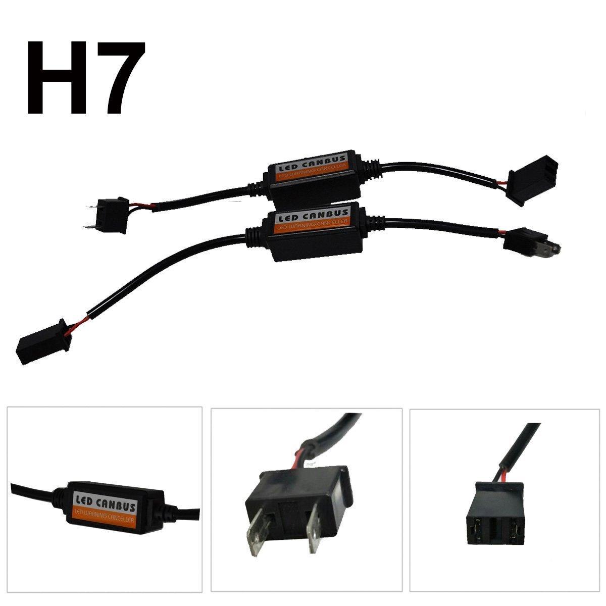 2Pcs Car Canbus Error Free Plug & Play Computer Warning Canceller For H7 LED Headlight Anti Flicker