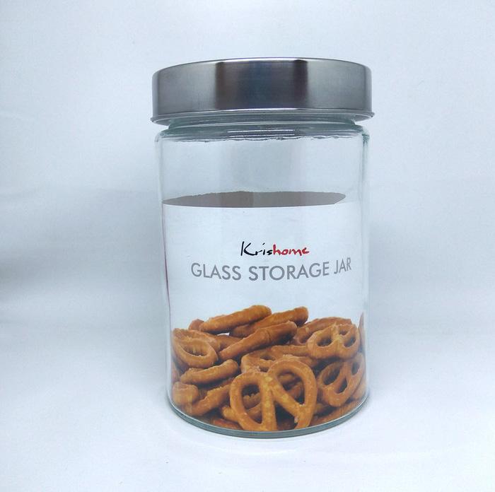 BO036 Toples Kaca Kue Tabung Glass Storage jar KrisHome Cookies Candy