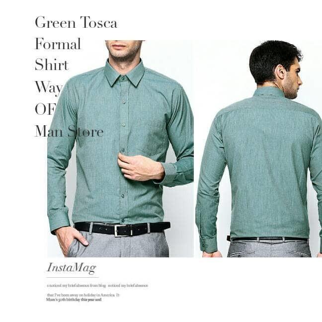 Kemeja Formal Hijau Tosca Pria Original Jerry Moss Kemeja Kerja - Daxa6i