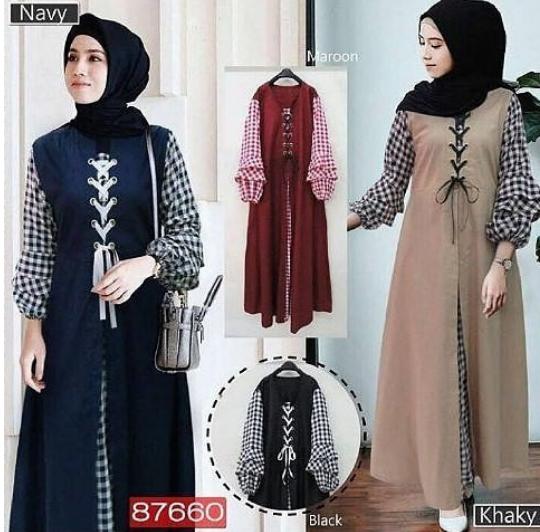 TotallyGreatShop Fashion Busana Muslimah Trendy - Gamis Pesta / formal / Casual / Kantor / Kerja / Remaja Balotelli mix Katun - Gaun Party Maxy Dress ihsoimah