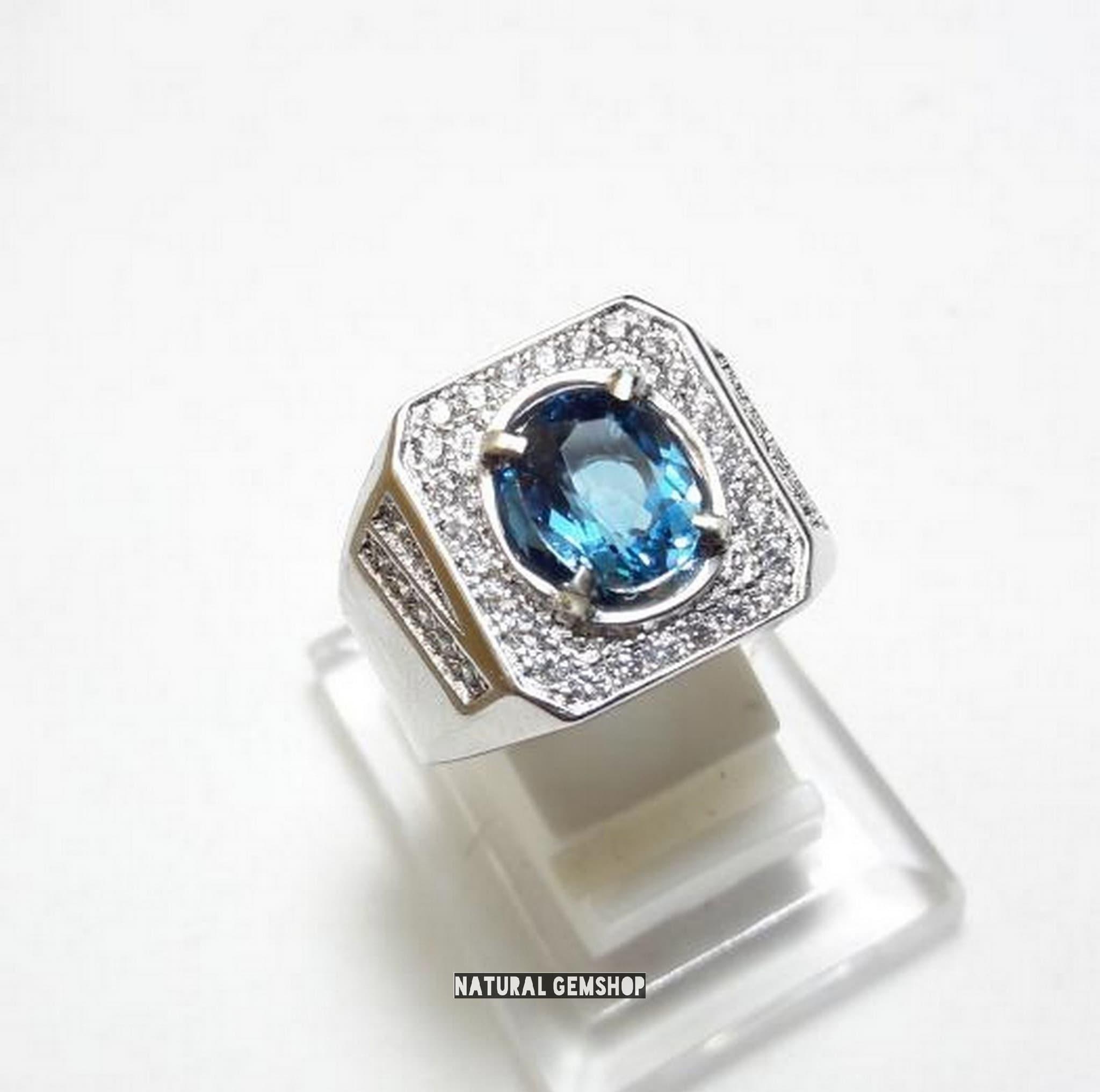 MURAH CINCIN NATURAL BLUE TOPAZ LONDON GOOD CLARITY