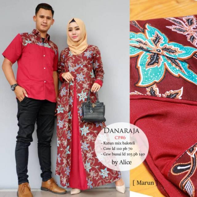 danaraja couple ori alice gamis muslimah kemeja batik katun semisutra premium jumbo XXL sarimbit